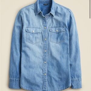 J.Crew Women’s Wren slim western chambray shirt in Callie wash Size Small